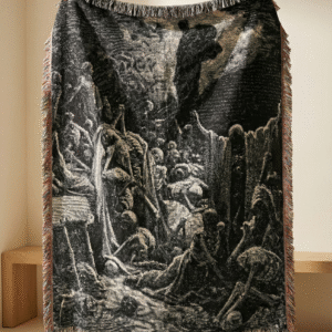 The Vision of the Valley of the Dry Bones Woven Blanket | Doré Biblical Engraving